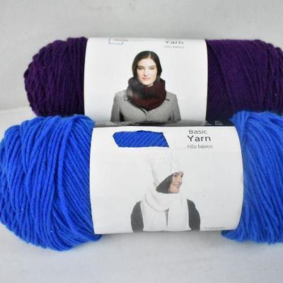 Mainstays Basic Yarn, 1 Blue, 1 Purple, 7 oz - New