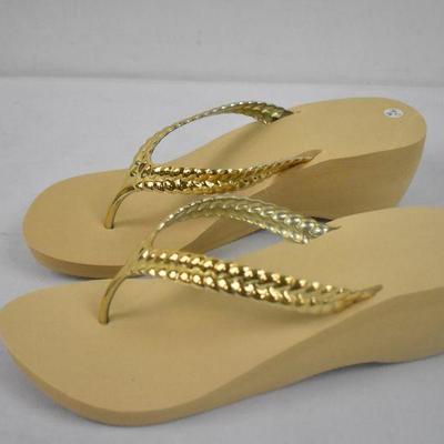 Mirror My Steps Sandals, Gold/Tan, Lady's 7/8 - New