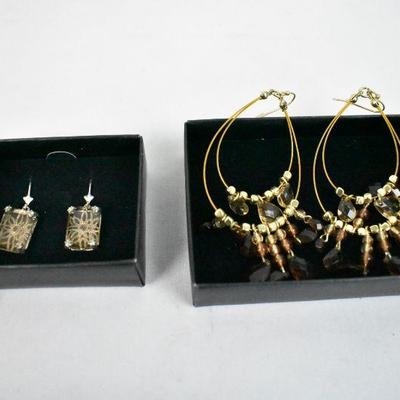 Avon: Through The Looking Glass Earrings & Champagne Shimmer Earrings - New