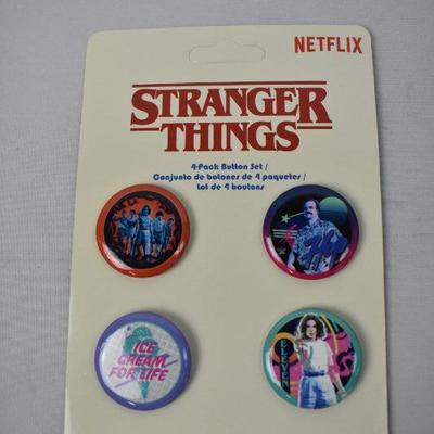Stranger Things 4-Pack Button Set - New