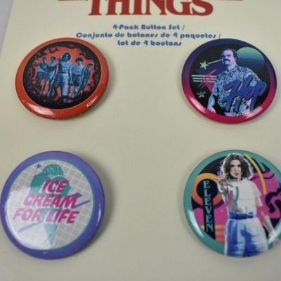 Stranger Things 4-Pack Button Set - New