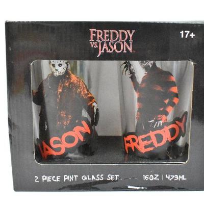 Freddy Vs. Jason 2 Piece Pint Glass Set 16 oz - New