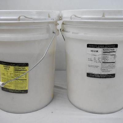 Emergency Storage Food in 5 Gal Buckets: Sugar, White Rice - New