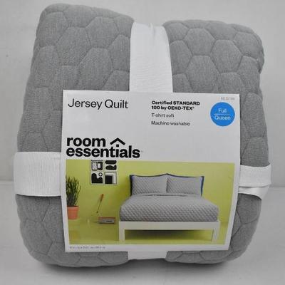 Room Essentials Jersey Quilt, Gray, Full/Queen - New