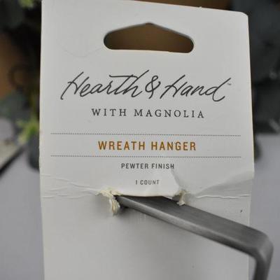 Hearth & Hand Artificial Wreath & Wreath Hanger - New