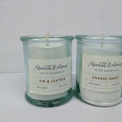 Hearth & Hand Candles: Fir/Leather & Orange Amber - New