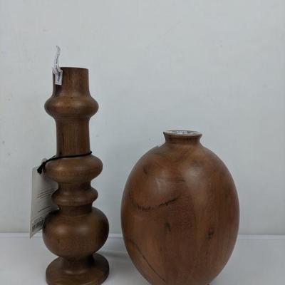 Hearth & Hand 2 Wooden Vases - New