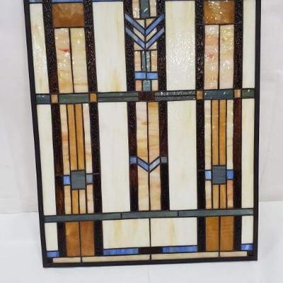 Craftsman/Mission Blue Chevron Stained Glass Window - Paul Sahlin Tiffany 1662
