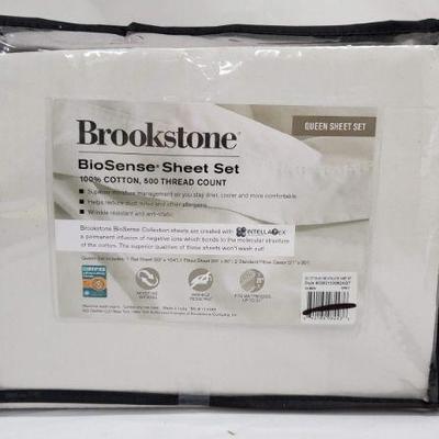 Queen Grey Sheets, 500 Thread Count, Brookstone - New