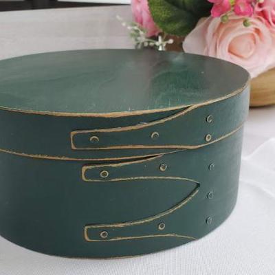 Green Round Pantry Box, Antique Replica, 3 Finger Pantry Box, Shaker, Replicated