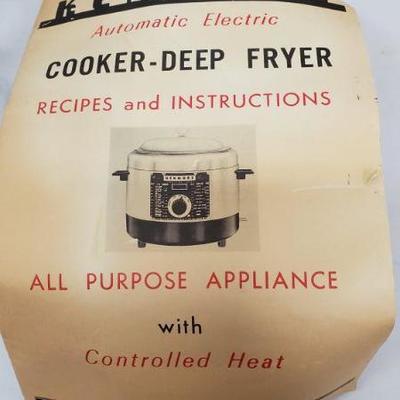 Vintage Kenmore Deep Fryer, Little Use, Model 309-69320