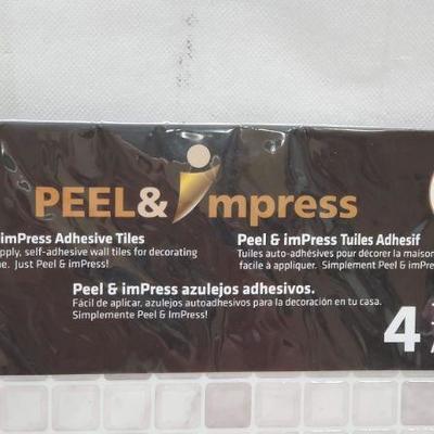 Peel & Impress Mosaic Backsplash Tiles, White, Set of 4 10x10 - New