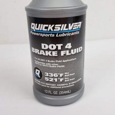 Dot 4 Brake Fluid, Quick Silver Powersports Lubricants, 12 FL. OZ, Qty 12 - New