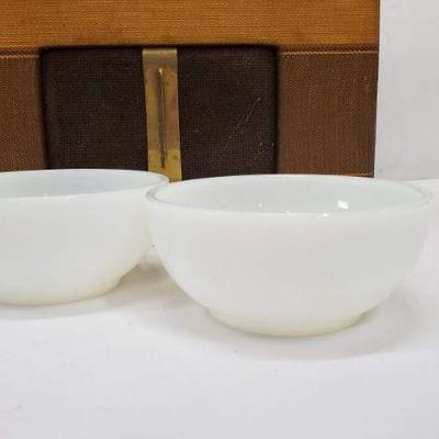 Set of 2 Vintage Fire King Ovenware White Milk Glass 5" Chili Cereal Soup Bowls