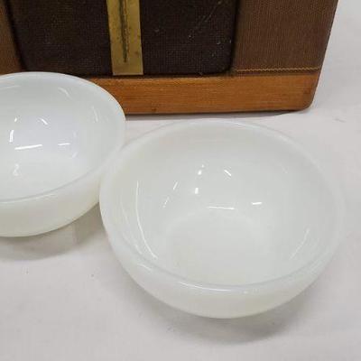 Set of 2 Vintage Fire King Ovenware White Milk Glass 5" Chili Cereal Soup Bowls