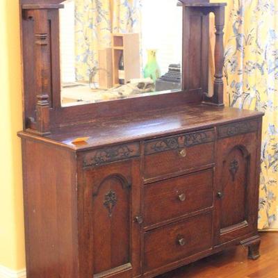 Lot 1 Antique Ornate Buffet/Sideboard