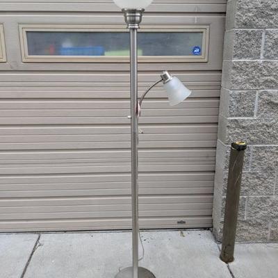 ~6' Floor Lamp - Brushed Nickel with Glass Shades with 2 Lights