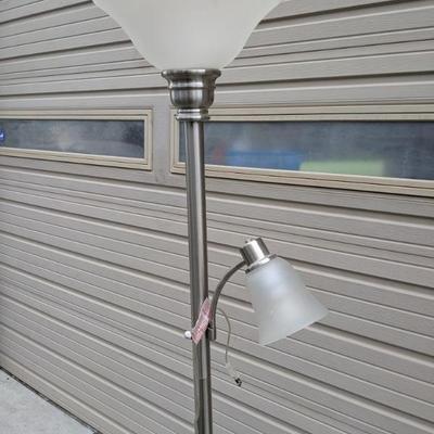 ~6' Floor Lamp - Brushed Nickel with Glass Shades with 2 Lights