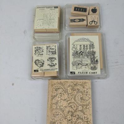 Rubber Mounted Stamps 5 Sets Floral/School