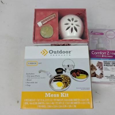Mess Kit, Comfort Zone Multicat Tension Reducer, Peppermint Candy Oil Burner