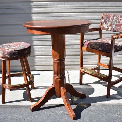 Bar Stool Height Round Table with 1 Chair & 1 Stool