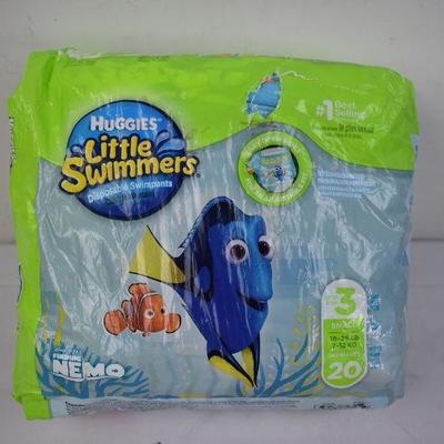 Huggies Little Swimmers Size 3 (16-26 lbs) Open package, qty 18