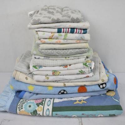Baby Blankets, Mostly Blue. Qty 18