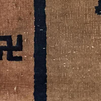 Chinese Buddhist Swastika Wool Rug 81 x 35