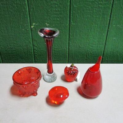 Lot 38 - Various Red Colored Glassware Blenko?