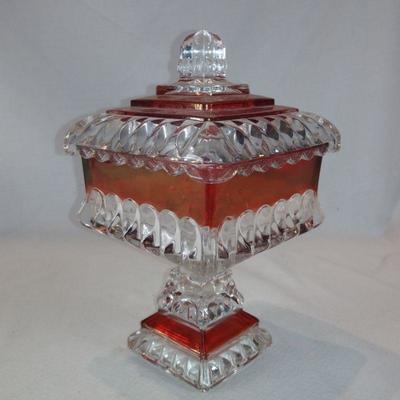 Small Flashed Glass Compote and Bowl