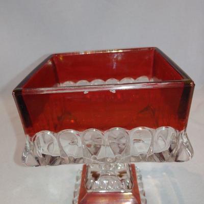 Small Flashed Glass Compote and Bowl
