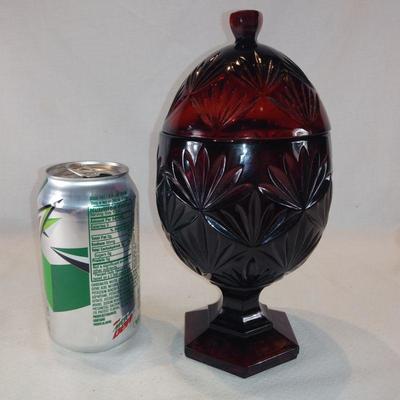 Ruby Glass Egg Candy Jar