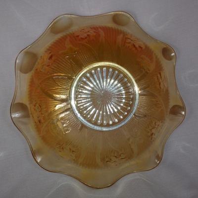 Large Ripple Carnival Glass Bowl