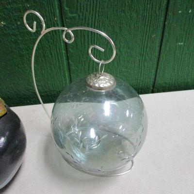 Lot 81 - Paper Apple & Decorated Hanging Glass Ball