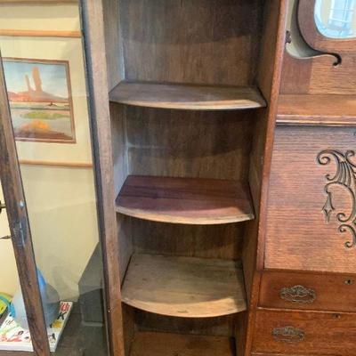 Antique Victorian Oak Furniture Secretary Desk Bookcase Cabinet c.1900 