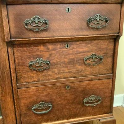 Antique Victorian Oak Furniture Secretary Desk Bookcase Cabinet c.1900 