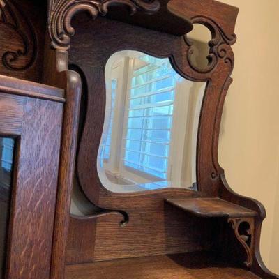 Antique Victorian Oak Furniture Secretary Desk Bookcase Cabinet c.1900 