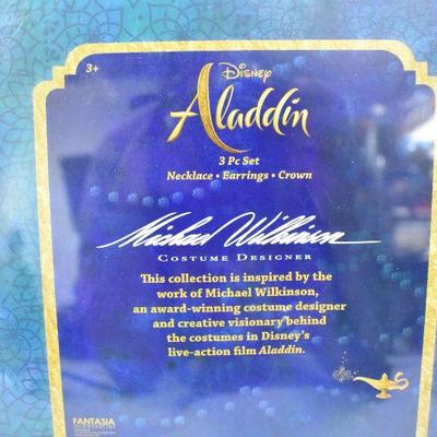 Disney Aladdin 3 Piece Set: Crown, Necklace, Earrings - New