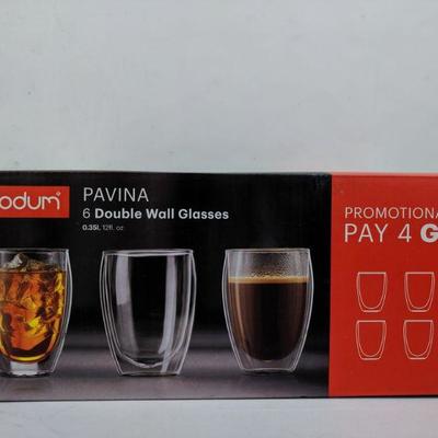 Bodum Pavina 6 Double Wall Glasses - New