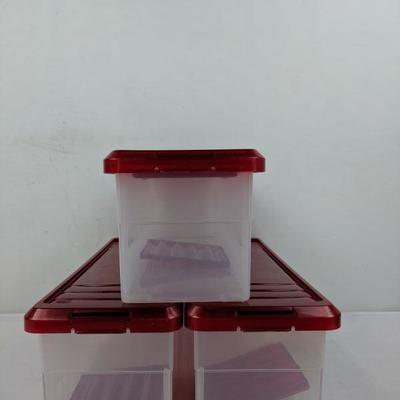 IRIS Ribbon Storage Box, 3 Pack, Red - New