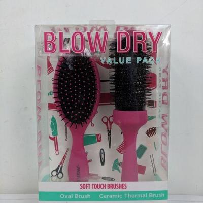 Blow Dry Soft Touch Hair Brushes, Pink - New
