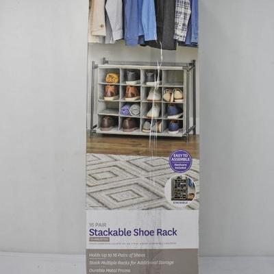 Stackable Shoe Rack 16 Pair - New