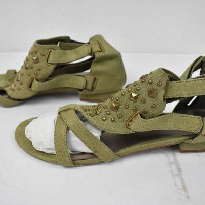 Studded Gladiator Sandals Green Taupe Size 9 - New