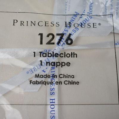 Princess House Home Fabrics. Ivory Tablecloth, Linen Damask 84