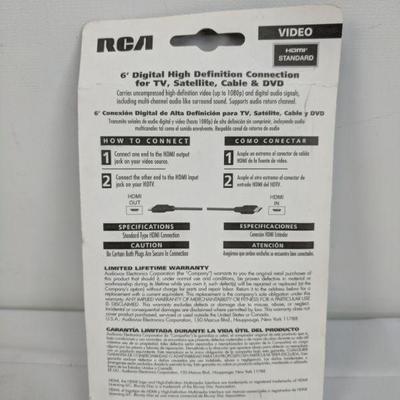 RCA HDMI Standard 6' Digital High Def Connection - New