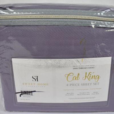 Sweet Home Cal King 4 Pc Sheet Set, Purple - New