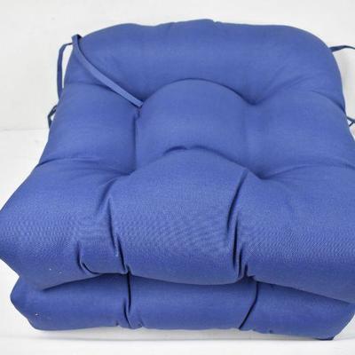 Blue 20 in. Square Plush Outdoor Chair Cushion, Set of 2 - New