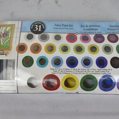 Value Paint Set Gallery Glass for a Stained Glass Look, 31 Colors - New