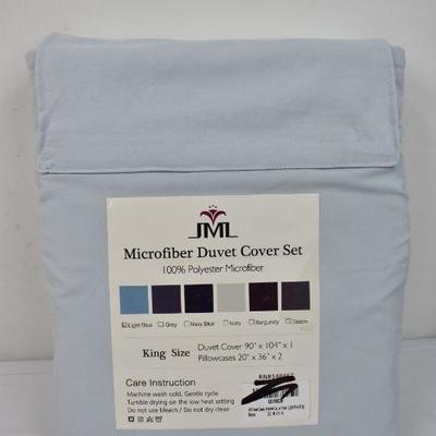 JML Microfibre Duvet Cover Set Light Blue - New