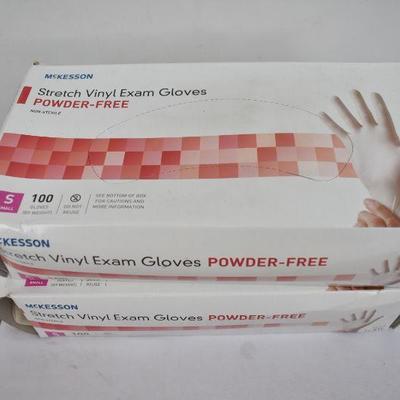 McKesson Stretch Vinyl Exam Gloves Powder Free Small, 2 Boxes - New